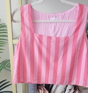 NWOT Pink Lily Boutiqe Pink and White Striped Women's Top Size XL